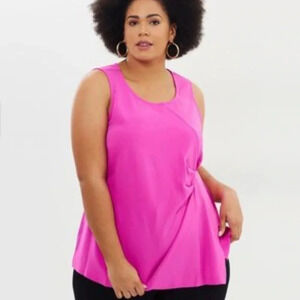Rebel Wilson Fuchsia Pink Pleated Top Size 16W NWT